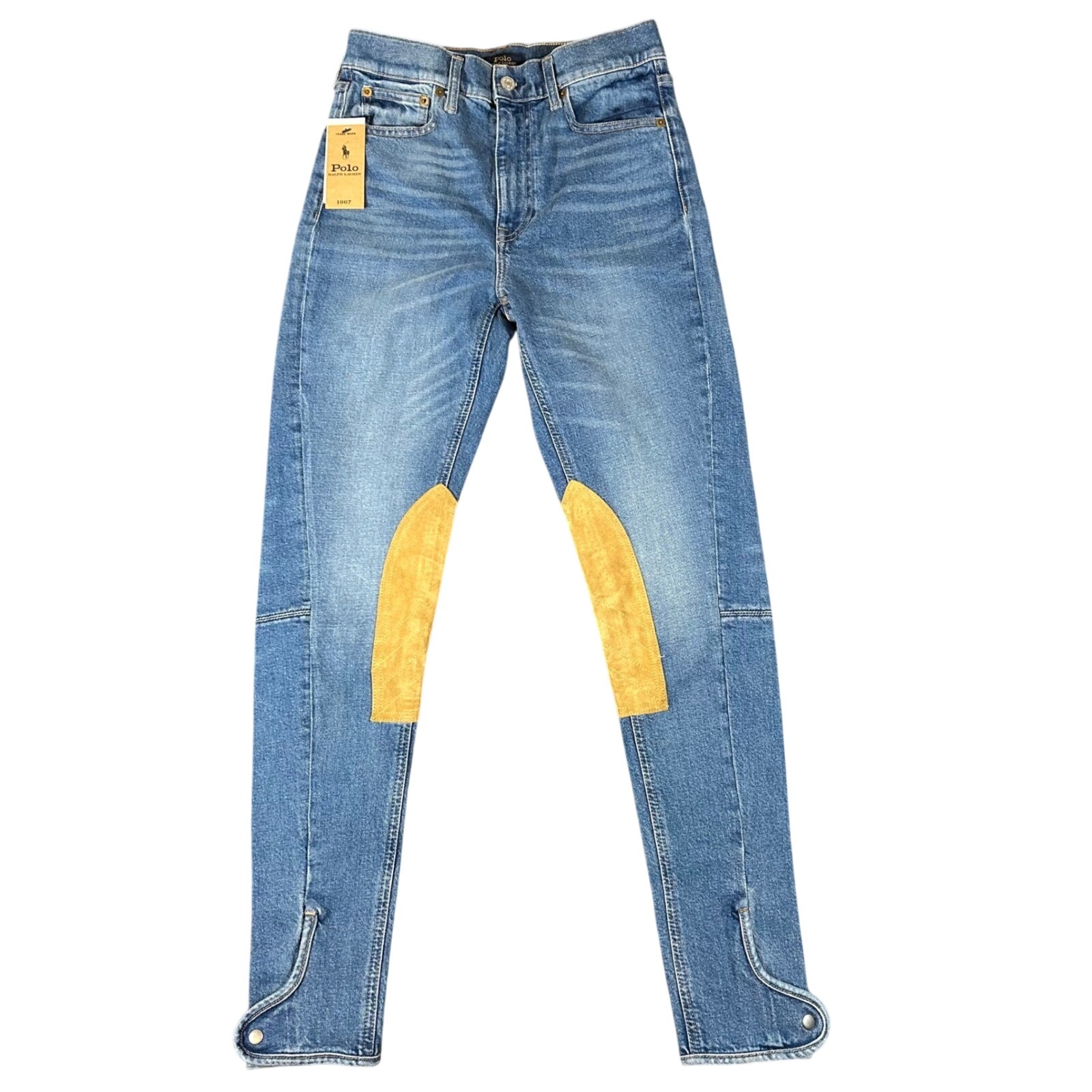 Polo Ralph Lauren Equestrian Suede Patch Jodhpur Jeans 27 Fits 28x29 Nwt $298